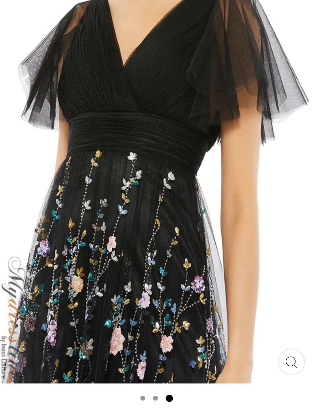 Mac Duggal Black Floral Embroidered Tulle Maxi Dress - Picture 2 of 3